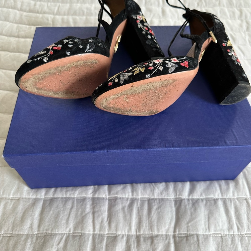 AQUAZZURA - Black floral heels - Picture 4 of 5
